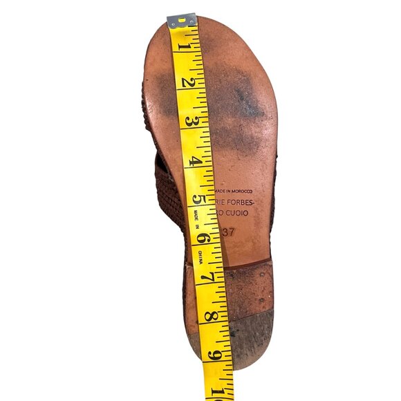 Carrie Forbes Brown Salon Raffia Flat Slide Slip-On Sandals Women's Size 37 US 7 - Picture 9 of 9